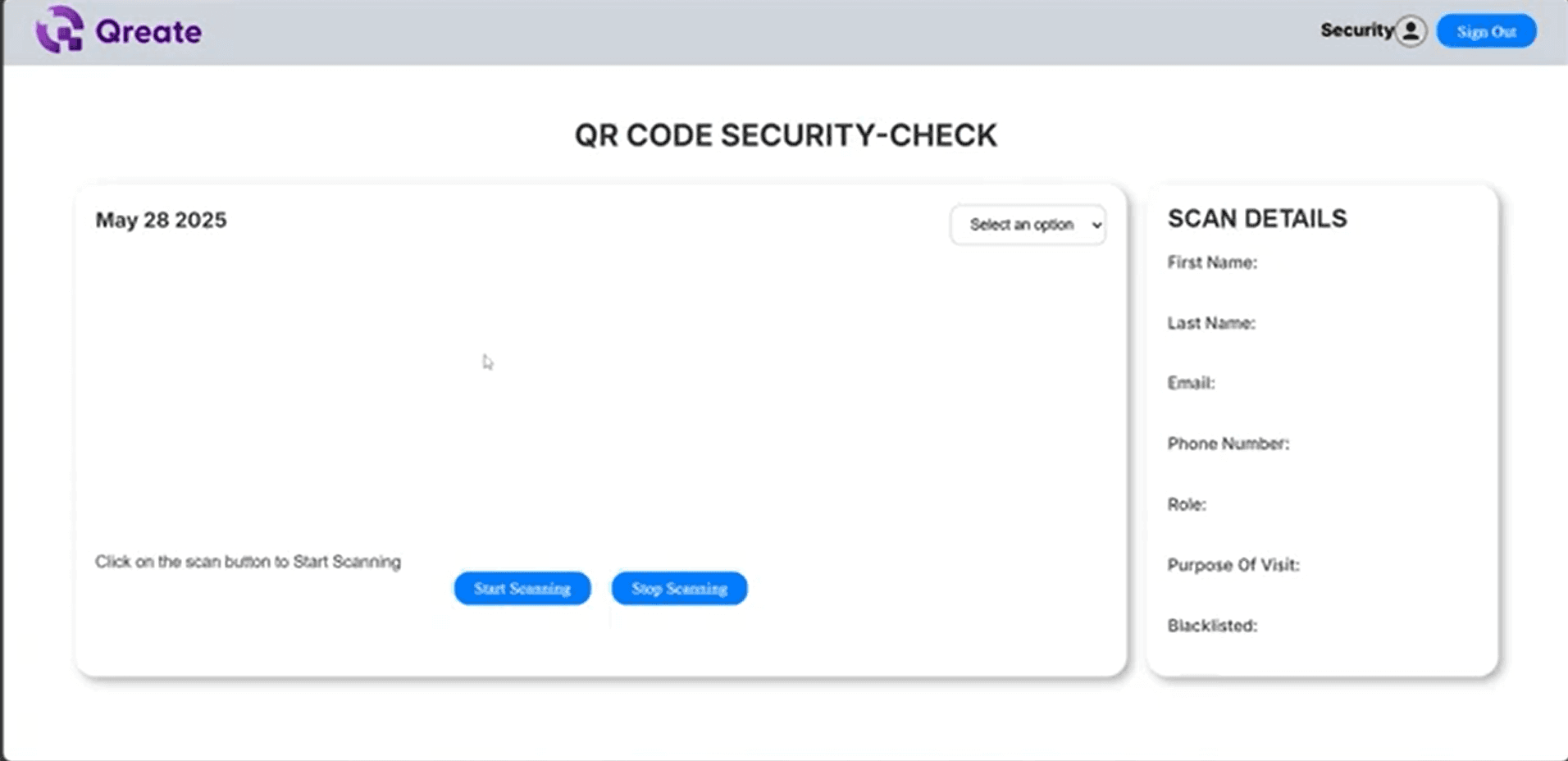 Qreate Security-dashboard
