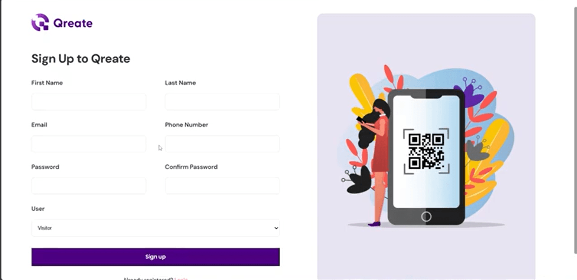 Qreate User-dashboard
